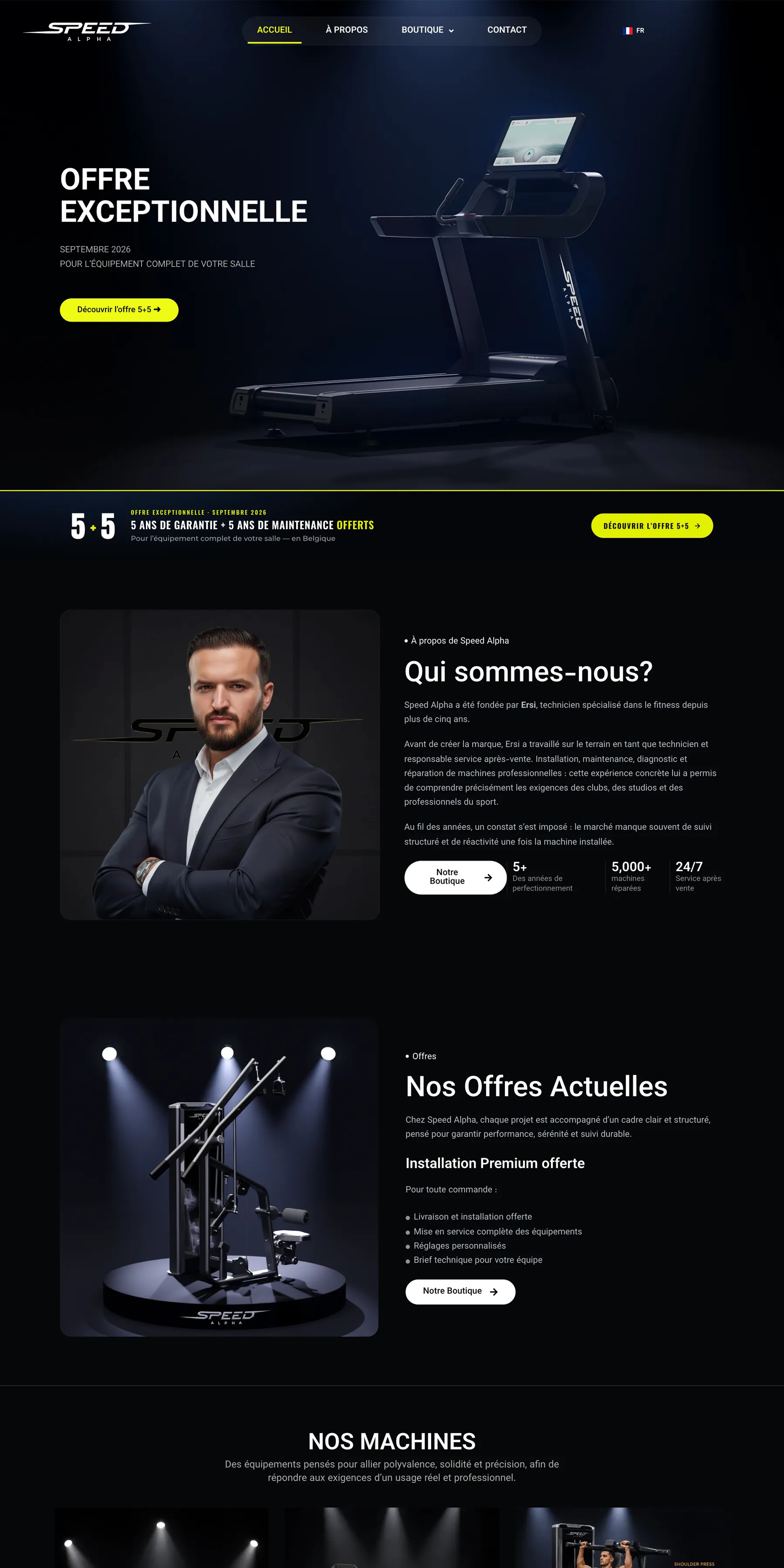 Page d’accueil du site Speed Alpha