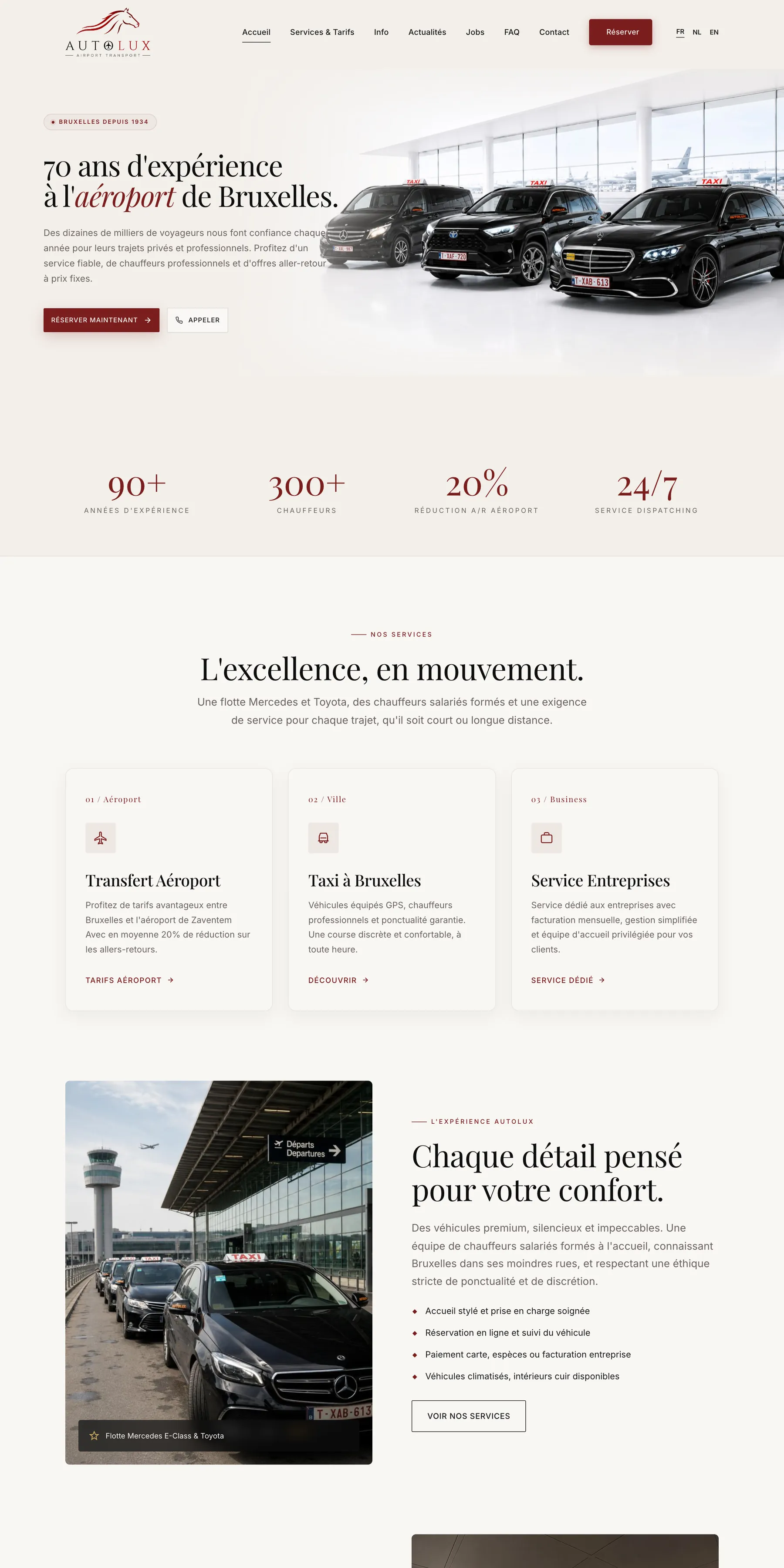 Page d’accueil du site Taxis Autolux